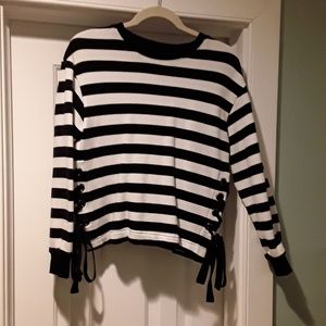 Striped shirt that laces at sides